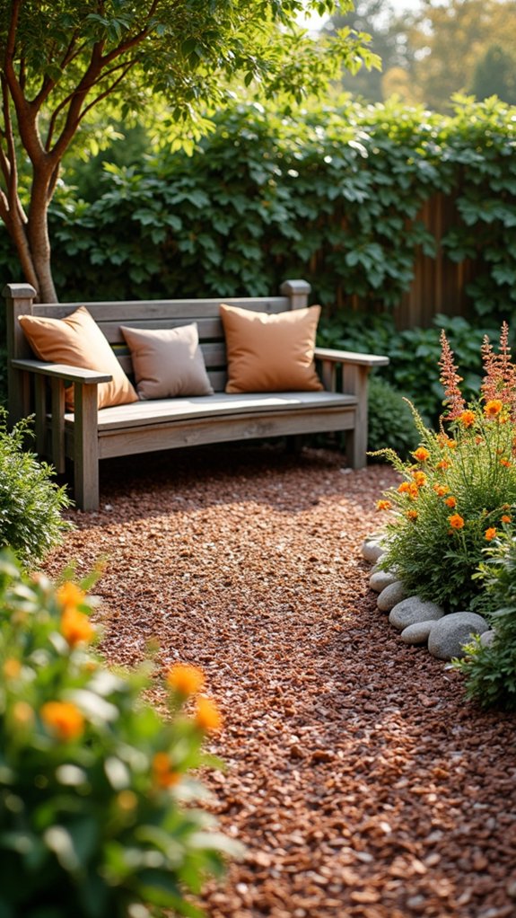 rustic mulch seating area