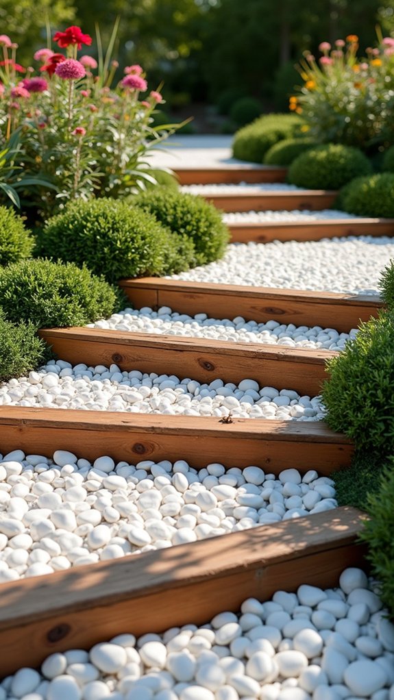 rustic pebble outdoor steps