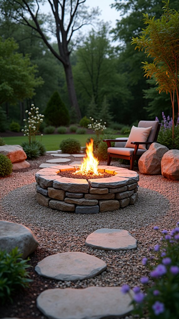 rustic rock fire pit