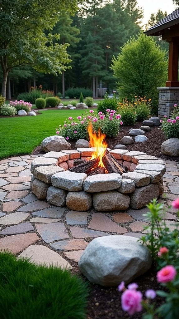 rustic rock fire pit