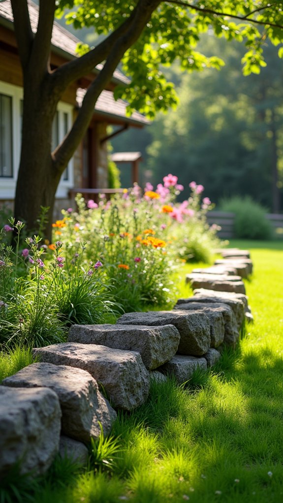 rustic stone garden borders