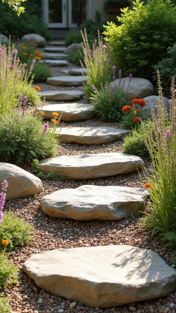 rustic stone garden steps