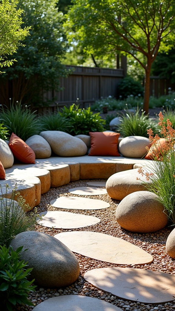 rustic stone seating areas
