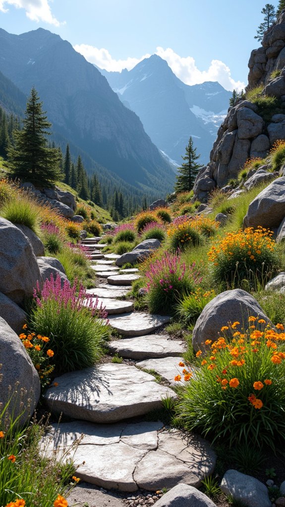 rustic stones vibrant plants