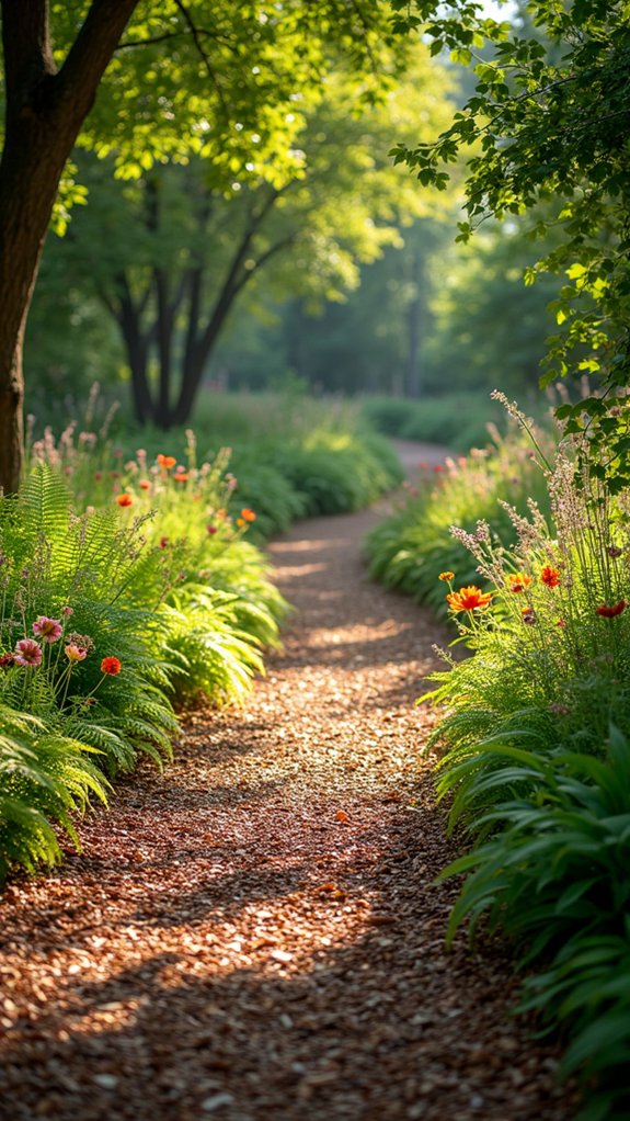 rustic wood chip pathway