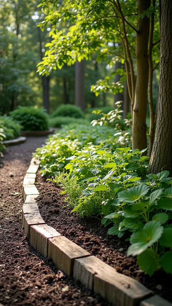 rustic wooden garden edging