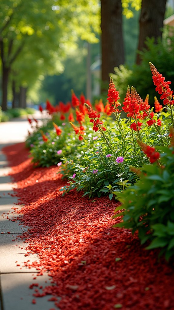seasonal display with red mulch