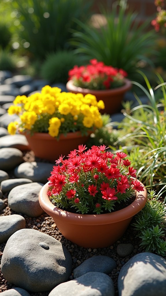 seasonal planter rock edging