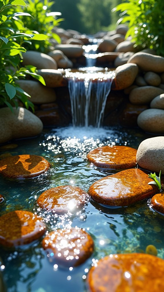 serene artistic rock waterfall