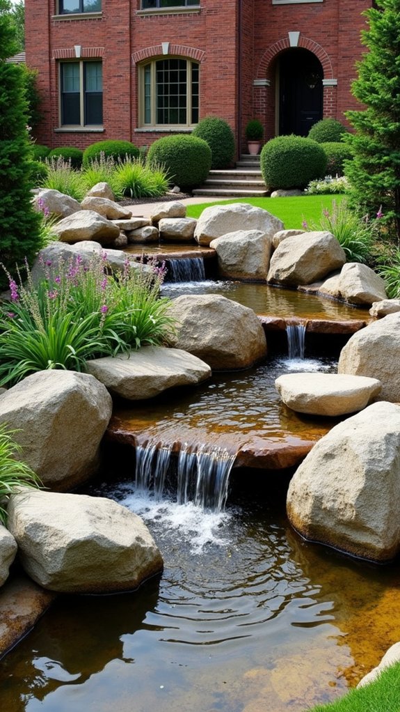 serene natural stone water features