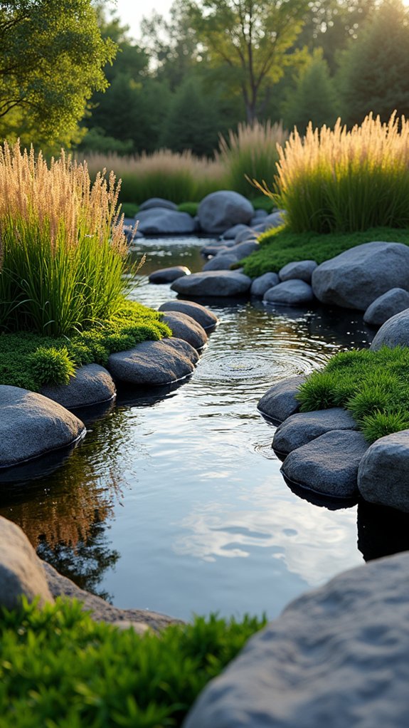serene outdoor rock pond