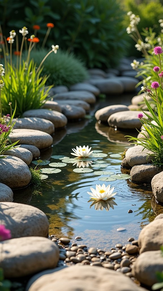 serene river rock ponds