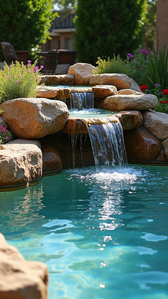 serene textured rock fountains