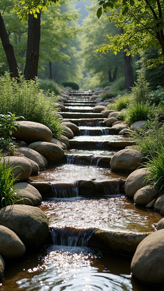 serene water stone features