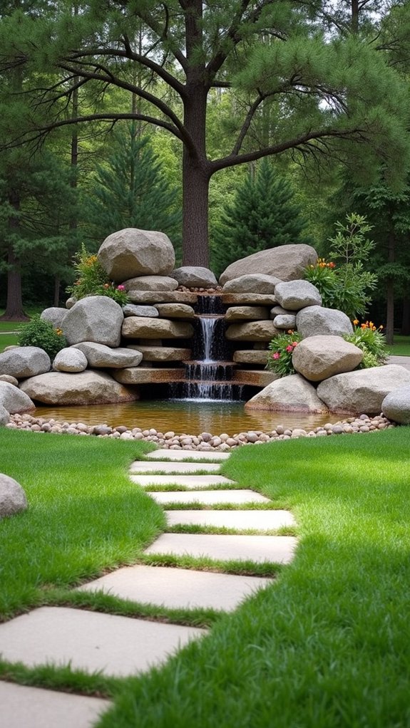 soothing rock fountain installation