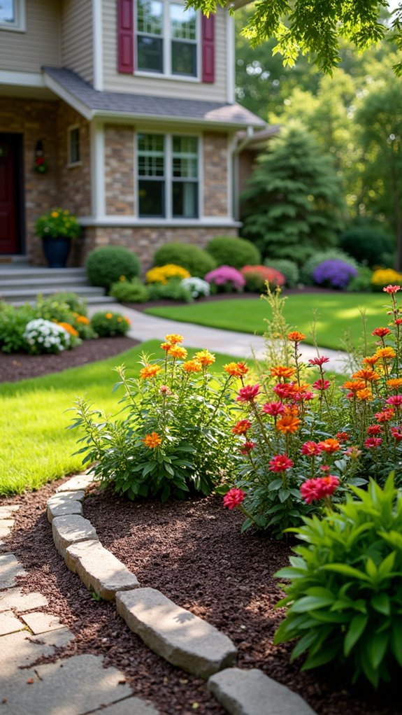 stone edging with mulch