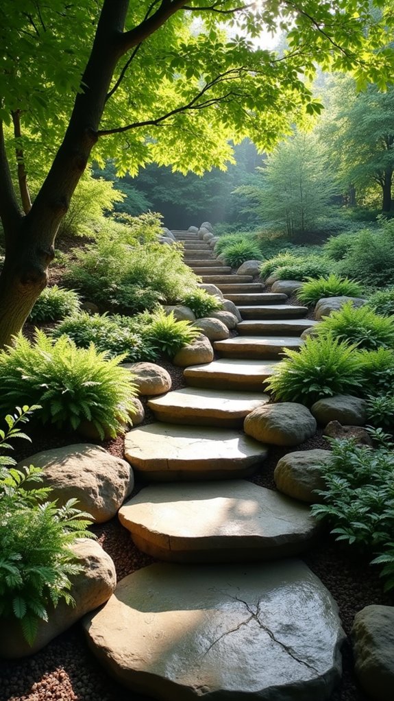 stone steps enhance gardens