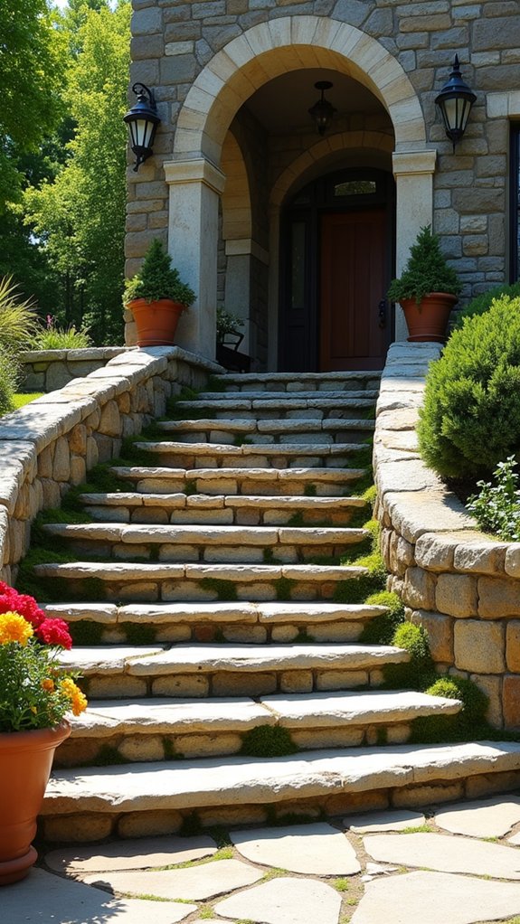 striking entrance with stones