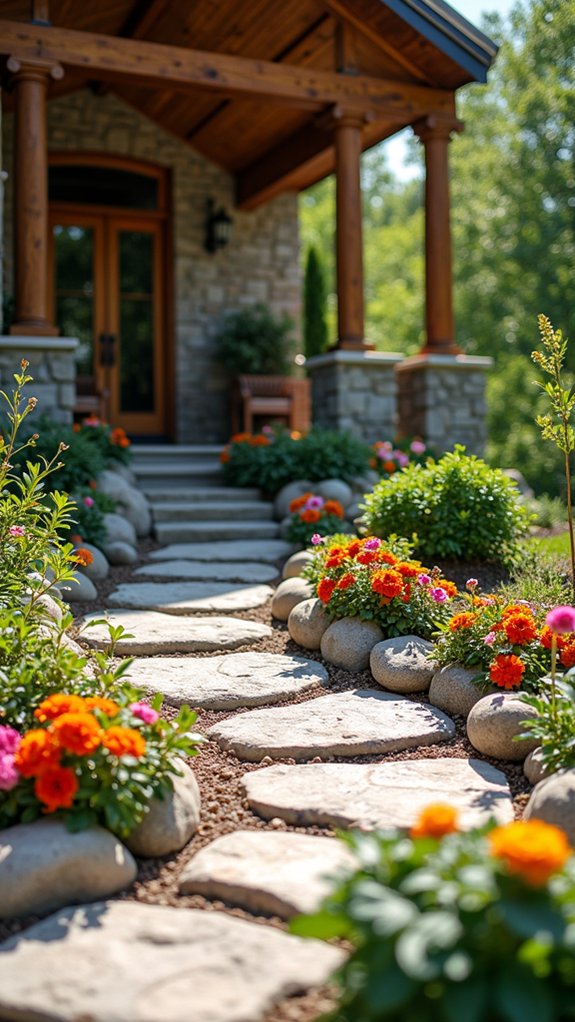 striking stone flower borders