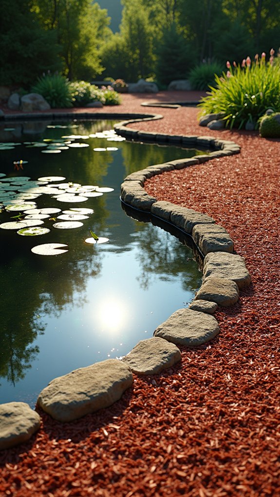 stunning rubber mulch water feature