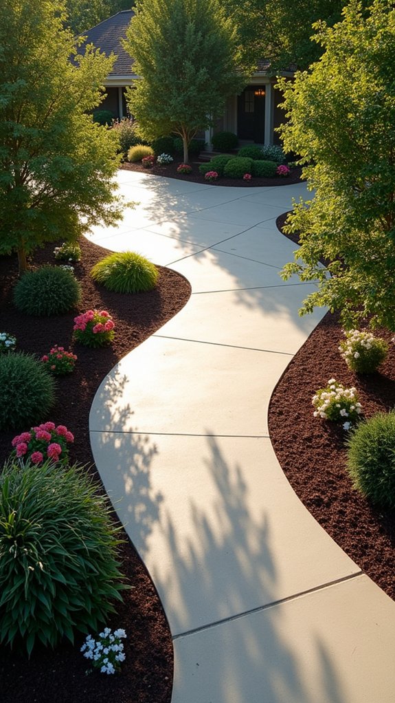 stylish mulch border driveways