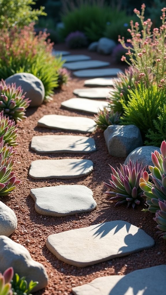 succulent bordered pathways enhance aesthetics