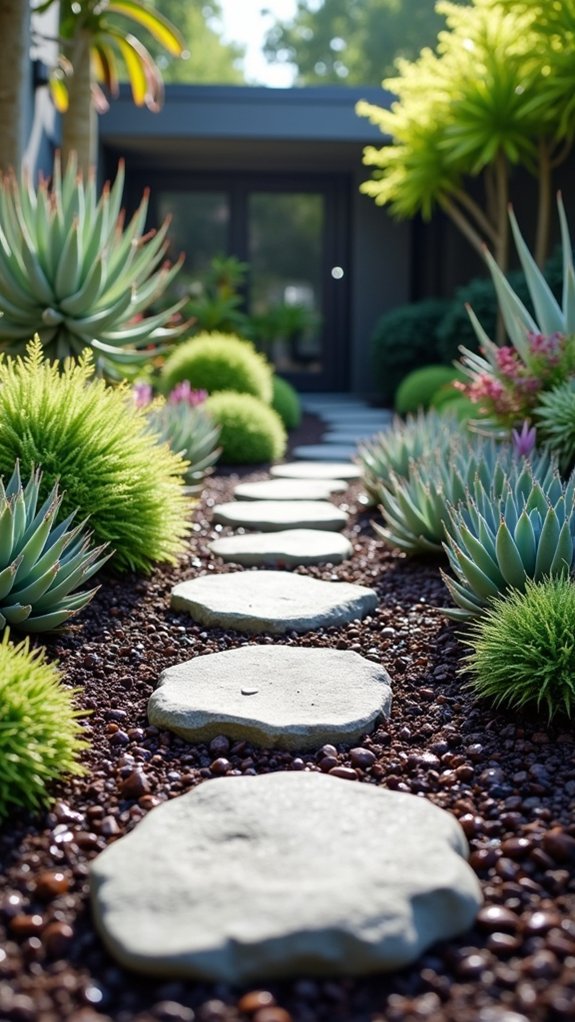succulent gardens with mulch