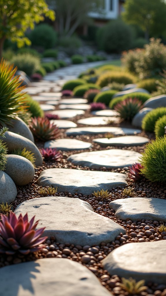 succulents and river stones