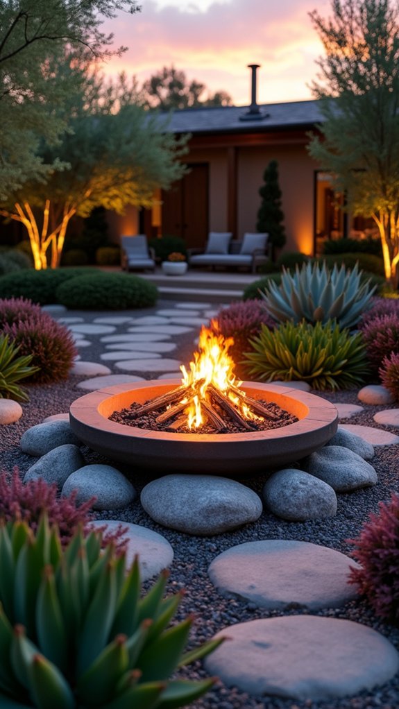 succulents enhance fire pit ambiance