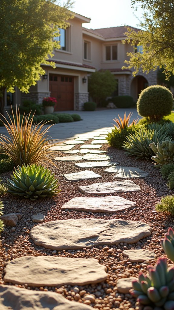 succulents enhance stone landscape
