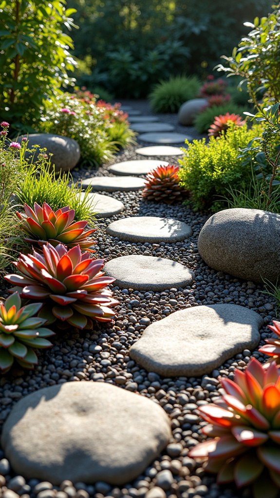 succulents in rocky arrangement