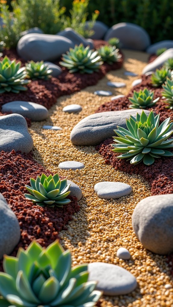 succulents in textured rocks