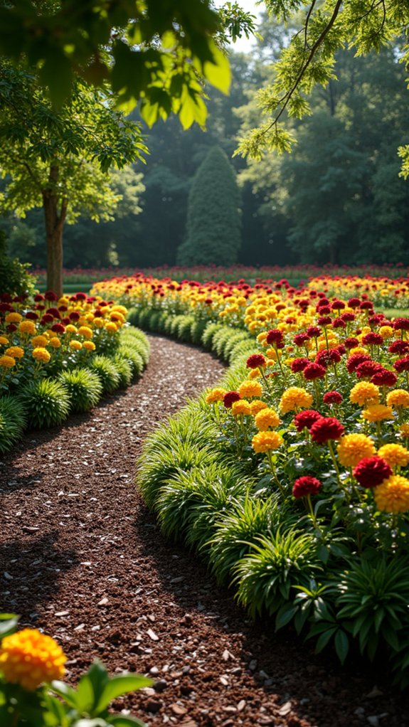 symmetrical floral garden design