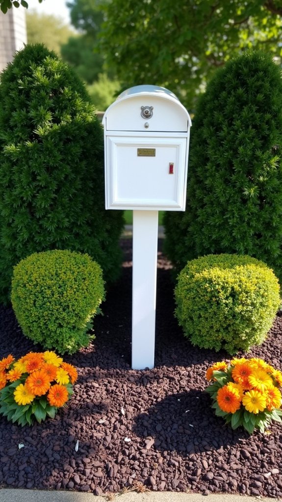 symmetrical mailbox plantings enhance curb appeal