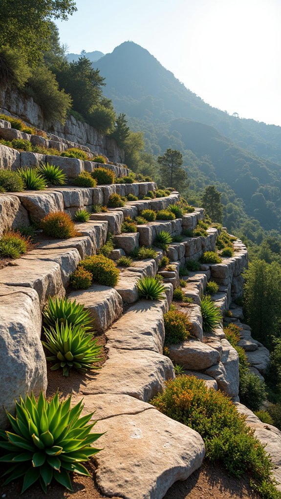 terraced landscaping reduces erosion