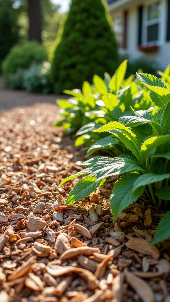 textural contrast with mixed mulch