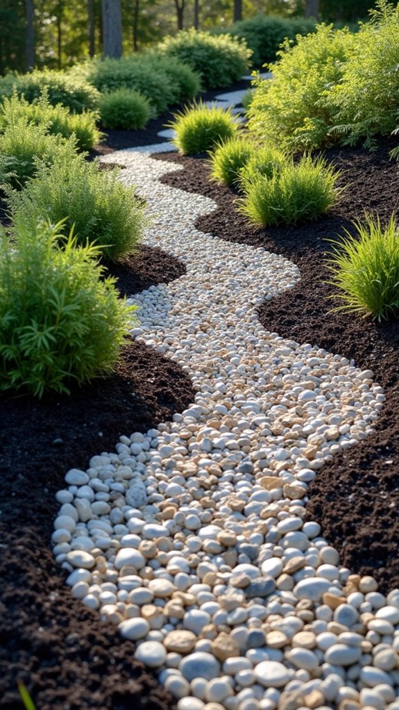 textured garden with pebbles
