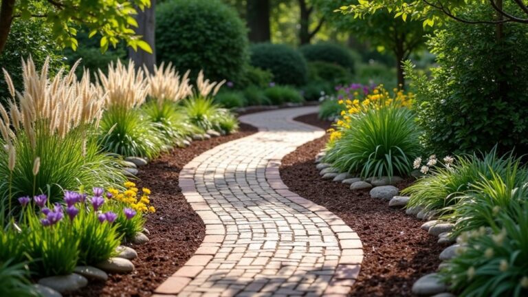 textured mulch and brick landscaping