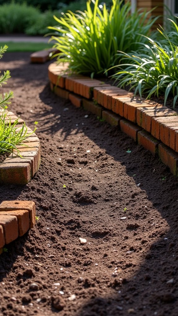 textured mulch and brick
