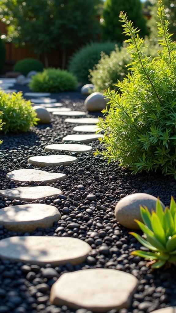 textured rock garden contrast
