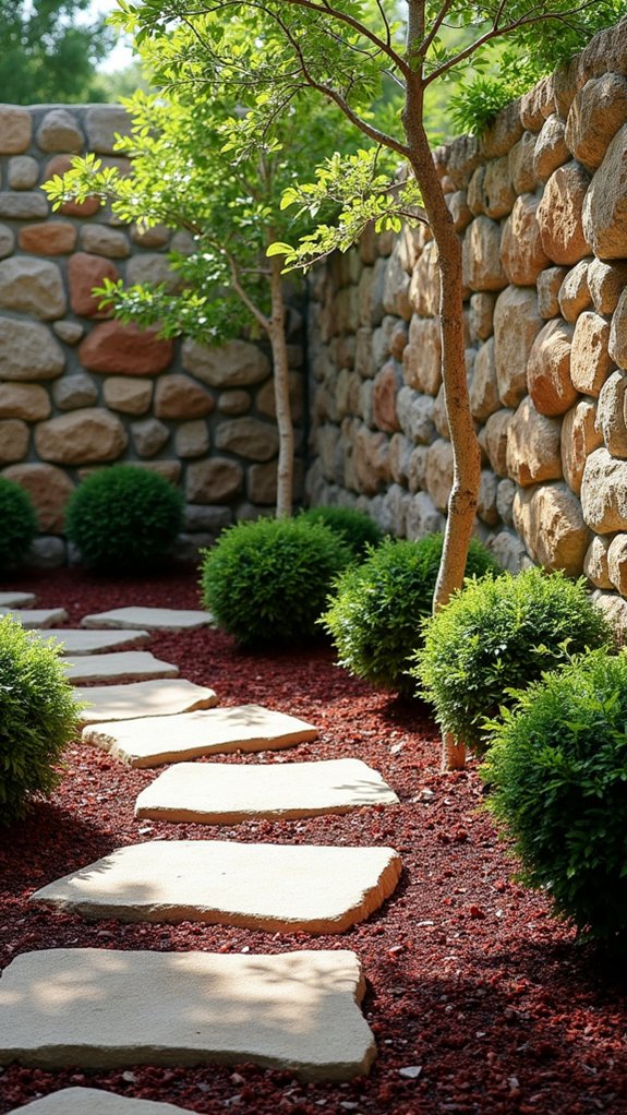 textured rock wall landscaping