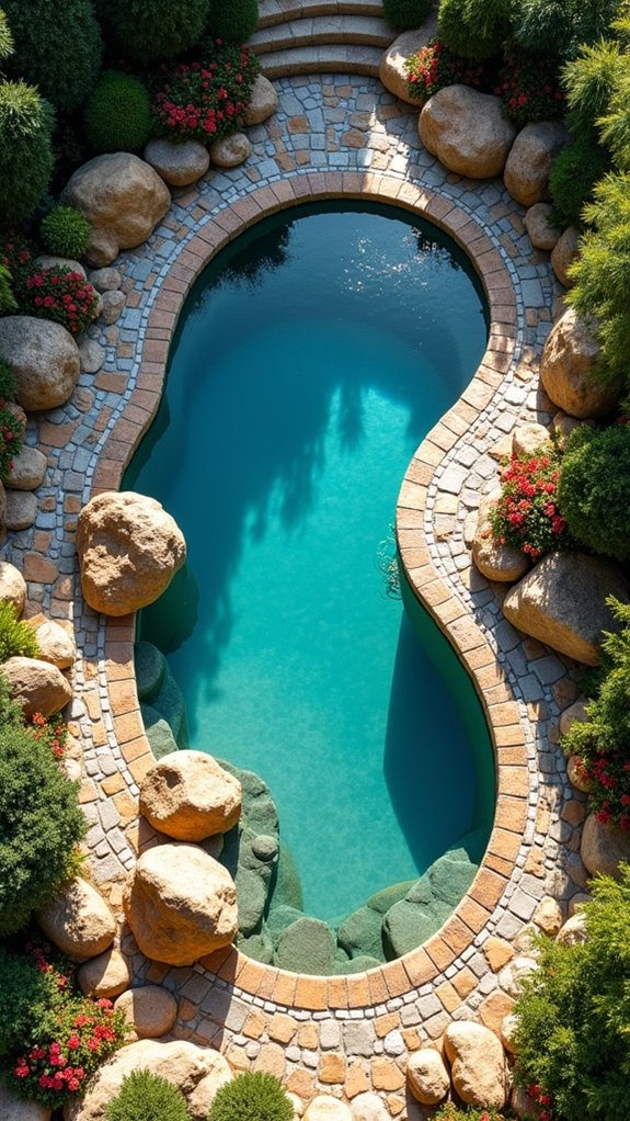 timeless cobblestone pool walkways