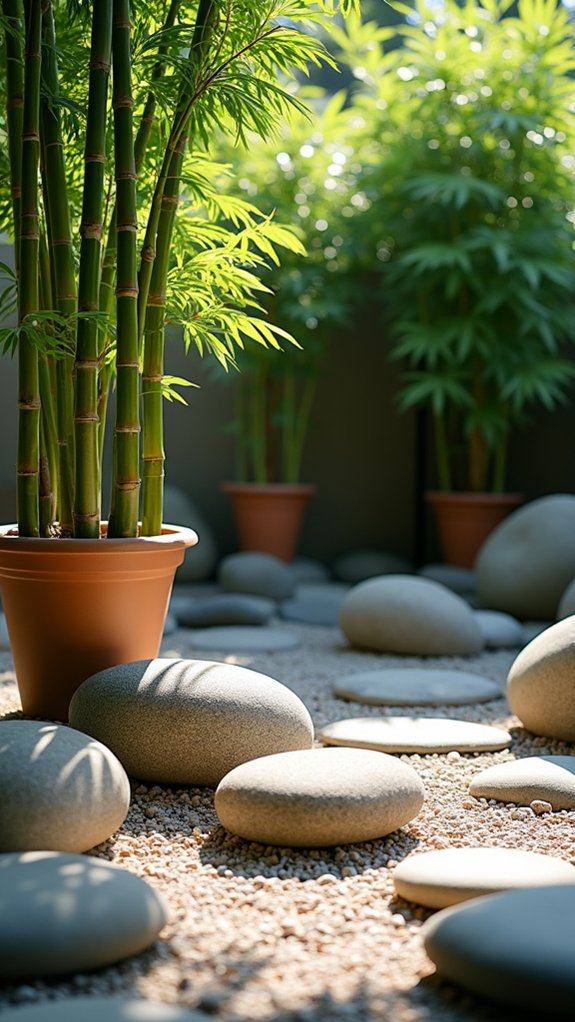 tranquil bamboo rock garden