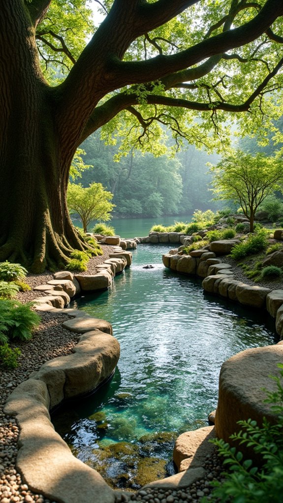 tranquil garden rock pools