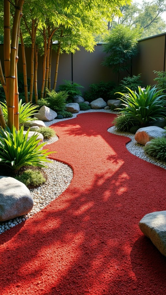 tranquil red mulch garden
