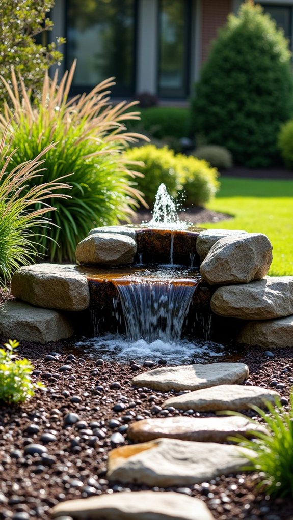 tranquil rock fountain feature