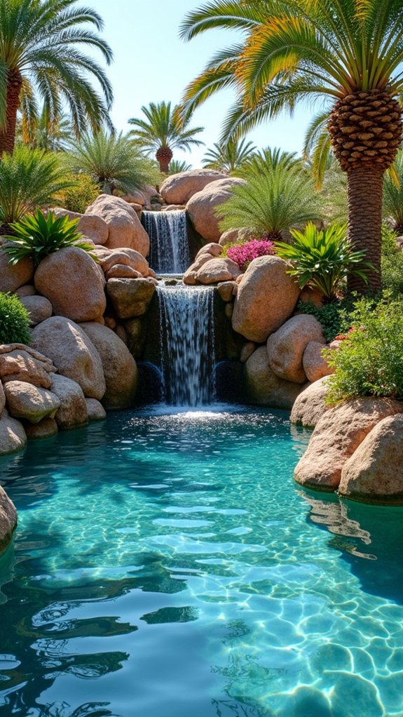 tranquil rock waterfall feature