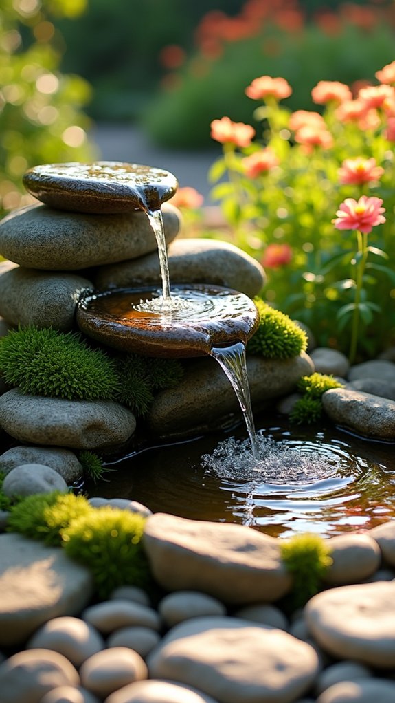 tranquil small rock fountain
