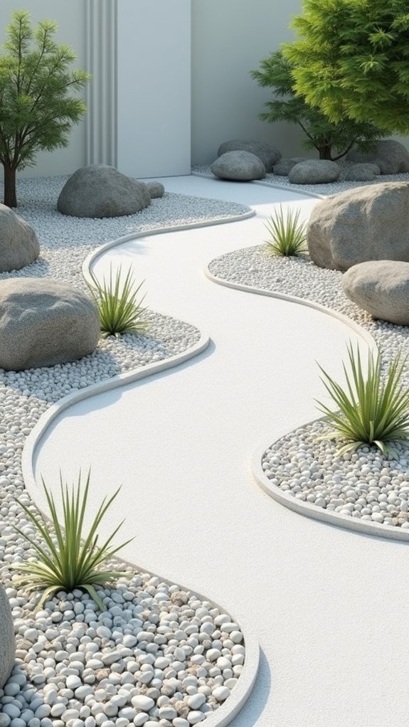 tranquil white pebble garden