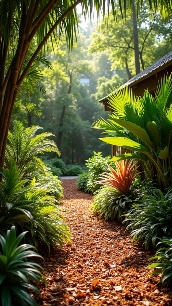 tropical garden bamboo mulch